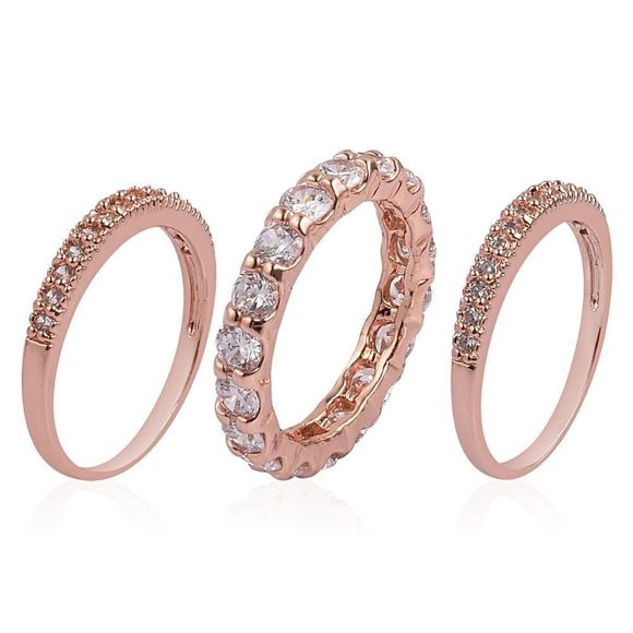Simulated Diamond 3 Ring Set Size 8 - Picture 2 of 4